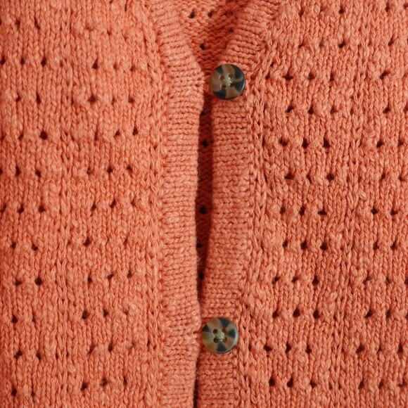 Madewell Comfy Cozy Soft Oversized Orange Open Stitch Cardigan Sweater- L - Picture 3 of 10